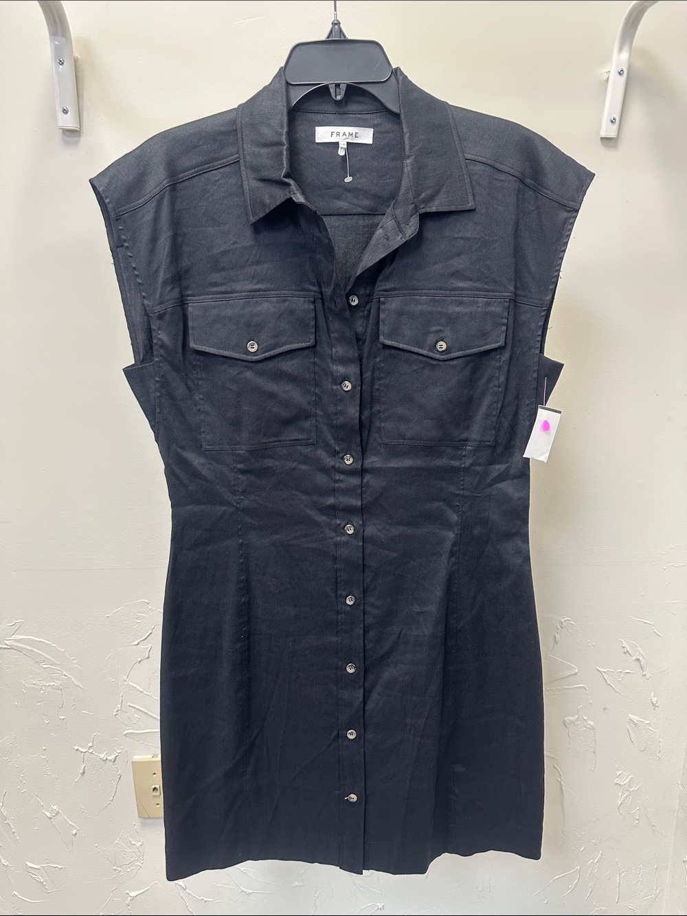 Frame Denim Black Sleeveless Shirt Dress